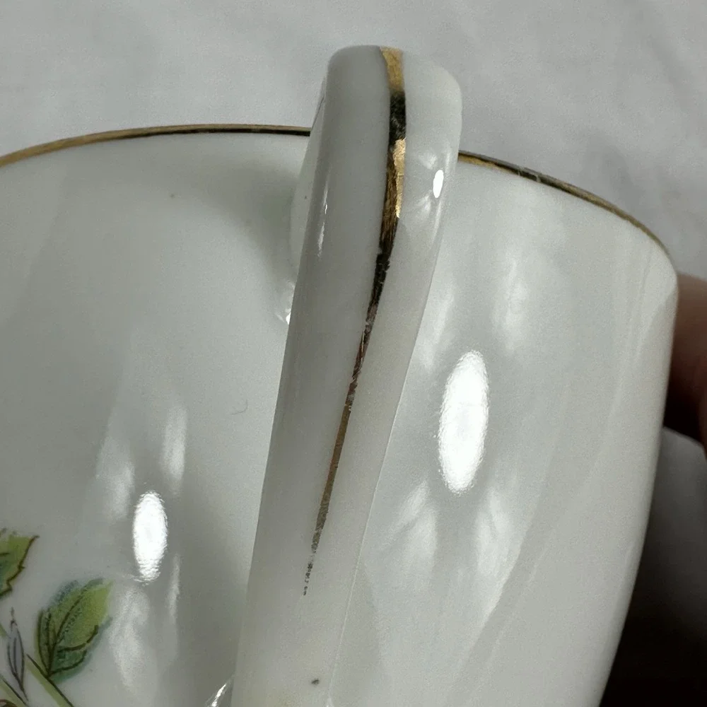 Vintage Floral Teacup‎ Saucer Set Gold Trim Multi-Color Rose Grandmillennial